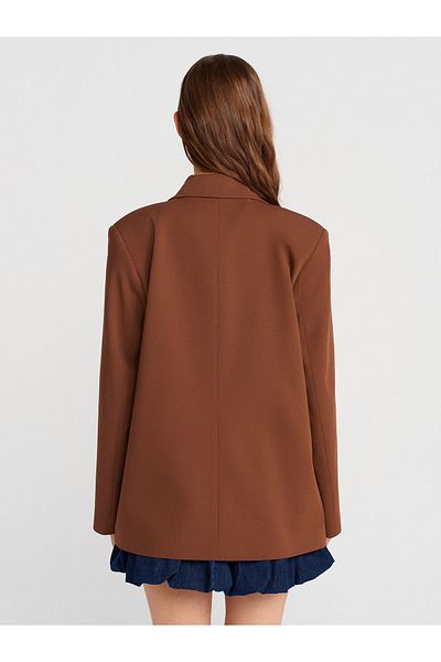 Dilvin 60759 Blazer Jacket-Ανοιχτό καφέ