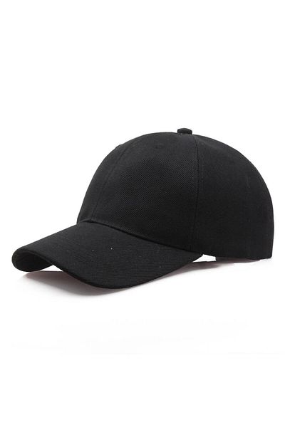 EKstore Unisex Sports Flat Cap Adjustable Hat with Velcro on the Back - Black