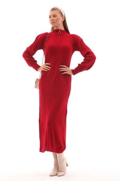 ŞİMAL Kadın Fermuar Detaylı Uzun Elbise 245032 -