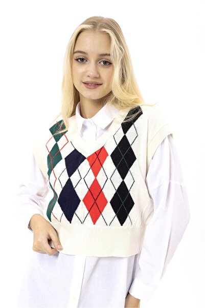 ŞİMAL Kadın Baklava Desenli Triko Örme Süveter