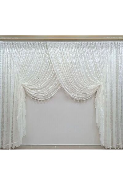Ceylanlar perde White Vine Beaded Mechanical Double Breasted Tight Pleat 1/3