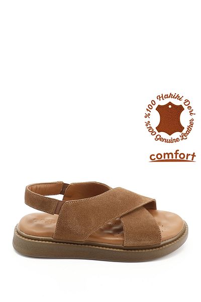 GÖNDERİ(R) Γυναικεία / Κορίτσια Σανδάλια Comfort από γνήσιο δέρμα με σταυρωτό λουράκι με σφήνα