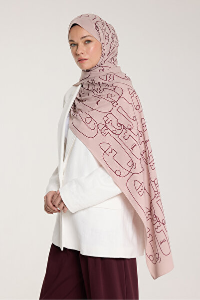 PURESCARFS Pure Tone Şal - Marjinal Desen - Latte - Çikolata