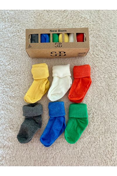 Newborn 0-6 Months Organic Baby Socks - Boxed Set of 6