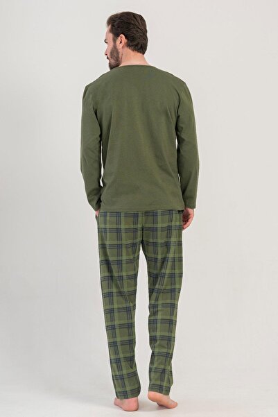 VİENETTA Vienetta Man Haki Erkek Uzun Kollu Pamuklu Pijama Takımı