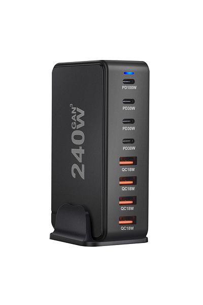 Choice EU Plug 240W 4C4A Black New 268W/240W GAN Gallium Nitride USB TypeC Multi-port Desktop Travel Charge