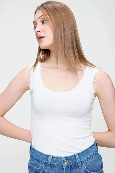 ŞİMAL Γυναικείο χτενισμένο βαμβακερό εσώρουχο με λεπτομέρειες από δαντέλα 250018 -