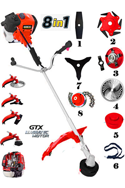 Eisenn Germany VTEC 900 8 İn 1 FULL Set Yan Tipi Benzinli Motorlu Ot Çalı Tır...