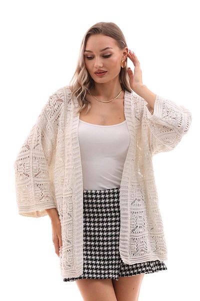 ŞİMAL Women's Open Front Patterned Knitwear Knitted Cardigan 245046   -