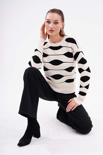 ŞİMAL Patterned Casual Knitwear Women's Knitted Sweater - 245146