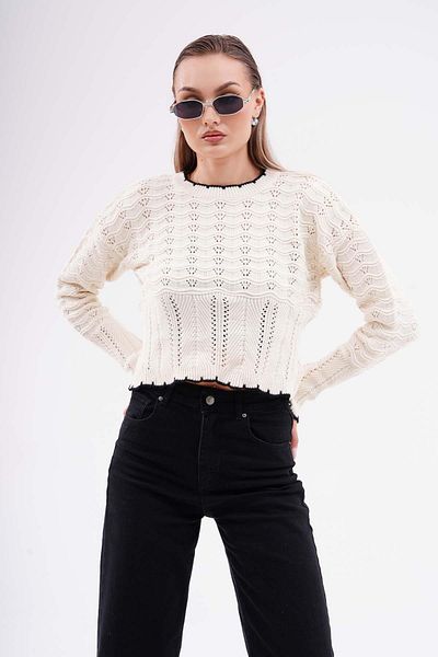 ŞİMAL Striped Collar Knitwear Women's Sweater - 245142