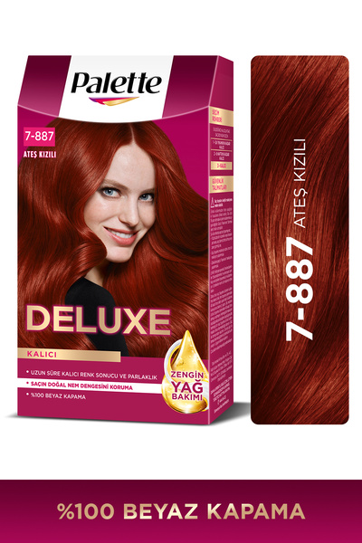 Palette Deluxe 7-887 Ateş Kızılı Zengin Yağ Bakımı Kit Saç Boyası Bakım Maskesi