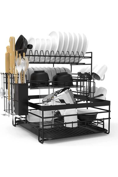 Arabest Dish Drainer Rack, Detachable Stainless Steel 3 Tier Large Capacity D...