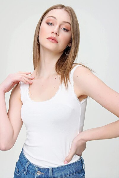 ŞİMAL Γυναικείο χτενισμένο βαμβακερό εσώρουχο με λεπτομέρειες από δαντέλα 250018 -