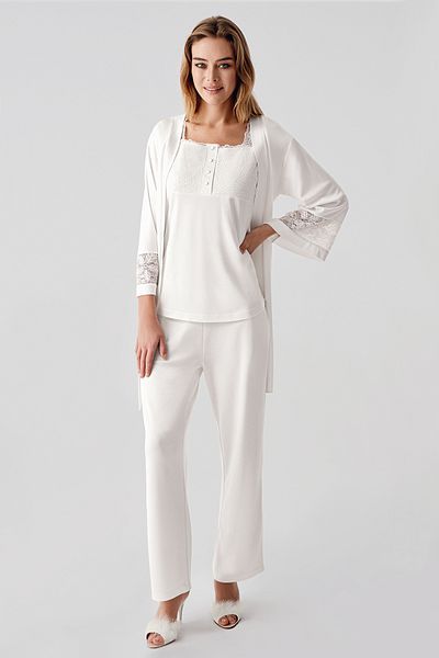 PERİN 320- 3-Piece Combed Nightgown Set