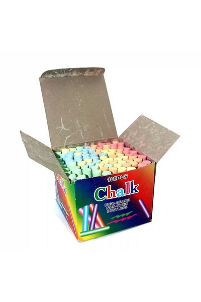 Micostore Colored chalk, set of 100 pieces for drawings on asphalt for children, blackboard, dust-free, non-toxic