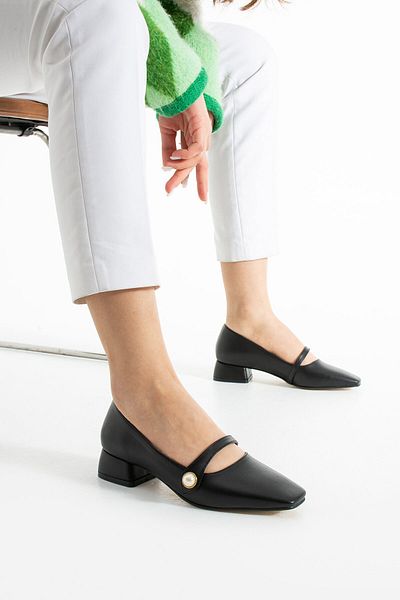 Getcho Pendle Women's Black Low Heeled Ballerina Shoes – Low Heeled Women's Shoes