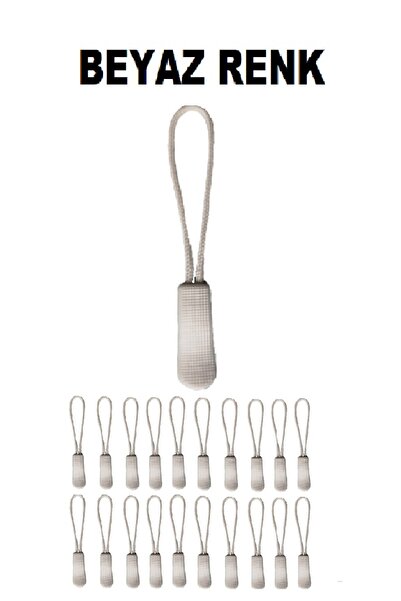 U5 FASHION 20 Adet Fermuar Elcik Fermuar Çekme İpi Fermuar Ucu beyaz