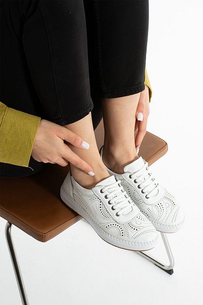 Getcho Ohen Pantofi de sport casual cu șireturi pentru femei Talpă ortopedică albă Model ușor pentru mers confortabil