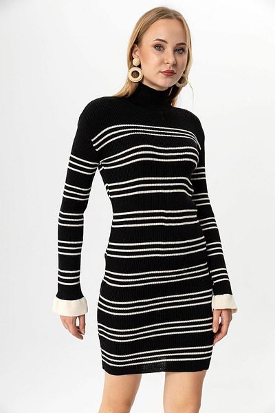 ŞİMAL Rochie tricotată pentru femei Half Fisherman Stripe