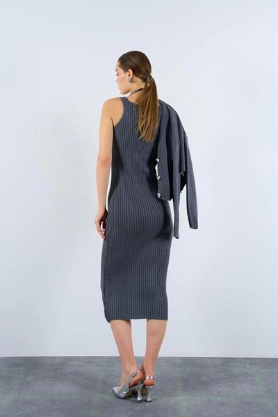 Qu Style بدلة كارديجان فستان مضلع مدخن