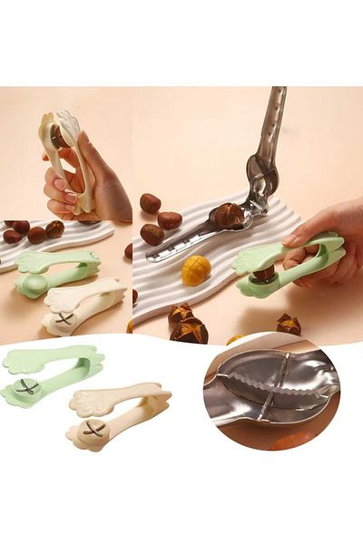 COOYA Tainless Steel Chestnut Clamp Function Chestnut Opener Household Kitchen Gadget Chestnut (Green)