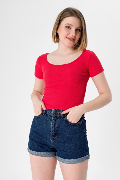 ŞİMAL Kadın U Yaka Kaşkorse Kısa Tişört