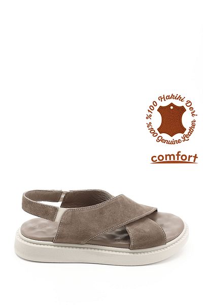 GÖNDERİ(R) Γυναικεία / Κορίτσια Σανδάλια Comfort από γνήσιο δέρμα με σταυρωτό λουράκι βιζόν
