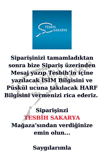 Tesbih Sakarya İsimli - Kişiye Özel - Mat Oniks Doğaltaş Tesbih / Tespih