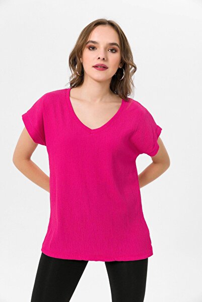 ŞİMAL Bluză de damă cu decolteu în V cu detaliu cu fantă laterală 250031 -