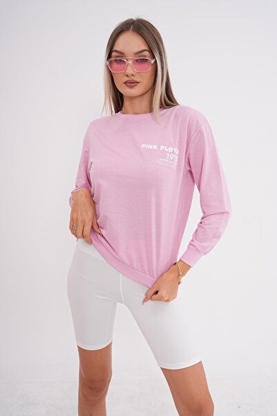 ŞİMAL Γυναικείο φούτερ Crew Neck - Λεπτομέρεια εκτύπωσης στην πλάτη, δύο κλωστές 245277