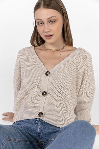 ŞİMAL Cardigan de damă cu decolteu în V - cu nasturi, model 245282