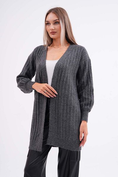 ŞİMAL Cardigan de damă din tricot cu nervuri - Ridicat, tricotat - 245177