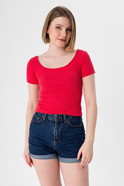 ŞİMAL Kadın U Yaka Kaşkorse Kısa Tişört