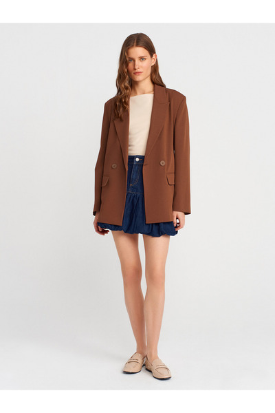 Dilvin 60759 Blazer Ceket-Açık Kahve