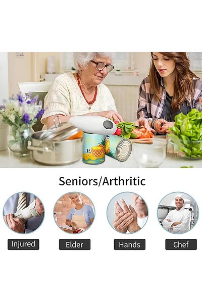 COOYA Electric Can Opener One Touch Smooth Edge Automatic Food-Safe Battery for Arthritis and Housewives