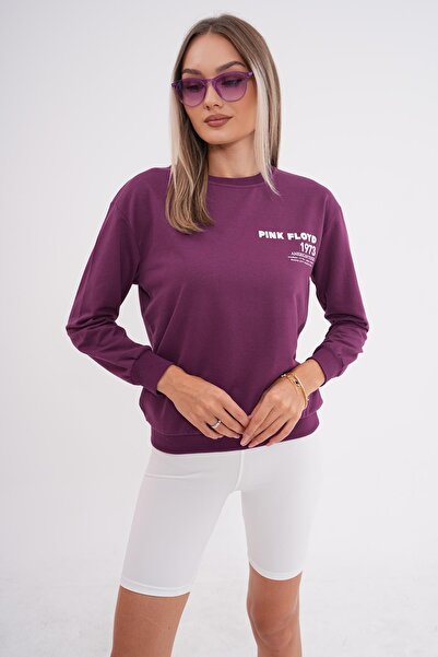 ŞİMAL Kadın Sırt Baskı Detaylı Bisiklet Yaka İki İplik Sweatshirt 245277 -