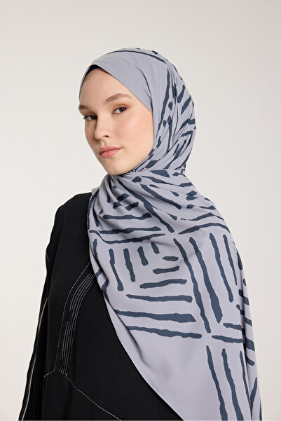 PURESCARFS Pure Tone Shawl - V Pattern - Silver - Smoked