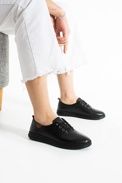 Getcho Lange Women's Genuine Leather Black Casual Shoes