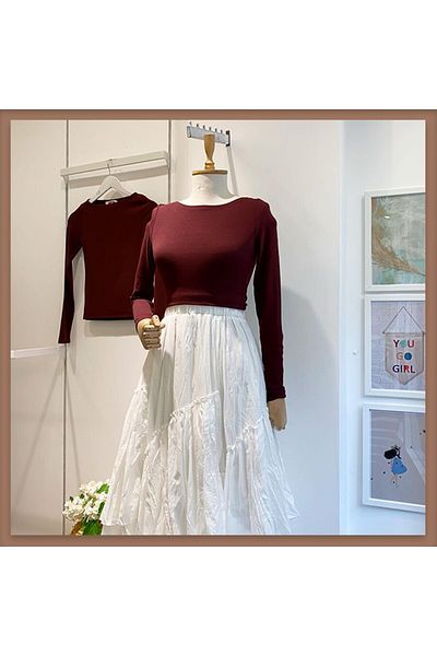 Faya Boutique Fusta albă din in voile ajouter