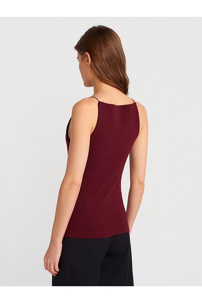 Dilvin 21020 Halter Neck Top-Burgundy