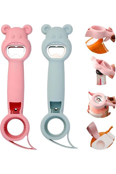 COOYA Jar Opener, Multifunction Can Opener Bottle for Jar Can Beer Bottle Cool Bottle (pink+blue,2pcs)