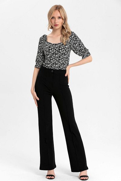 ŞİMAL Women's Cuffed Flared Trousers 250203   -