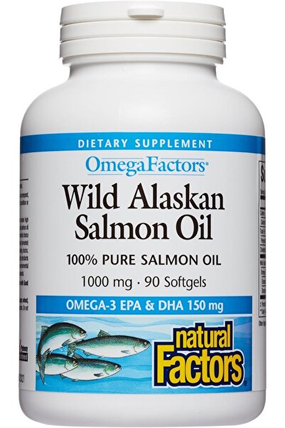 Natural Factors Wild Alaskan Salmon Oil with Omega-3, EPA, DHA, Vitamin D, 90 Softgels
