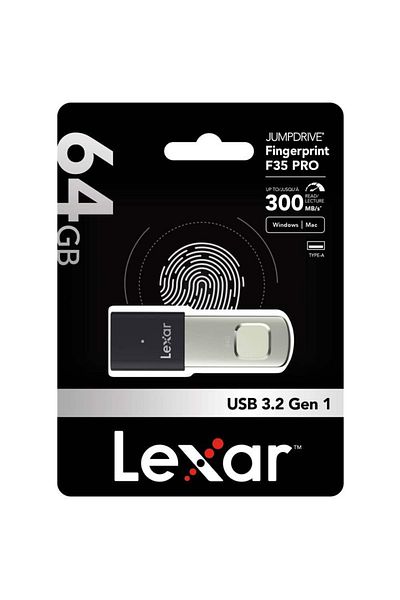 Lexar F35 Pro 300Mb 3.2 USB Flash Memory with 64Gb Fingerprint Reader