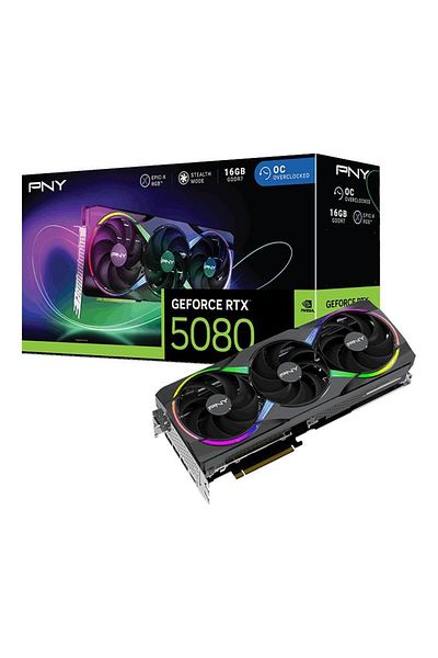 PNY Geforce Rtx 5080 Argb 16Gb Overclocked Gddr7 256Bit Gaming Graphics Card
