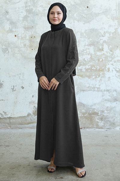InStyle Anthracite Ferace with Leaf Pearls on Arms