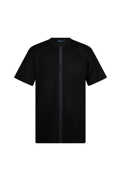 Hatemoğlu Μαύρο T-Shirt Regular Fit Crew Neck Βαμβακερό Basic T-Shirt