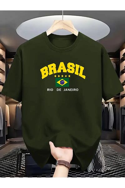 Alviora Μπλουζάκι Unisex Brazil με στάμπα Oversize