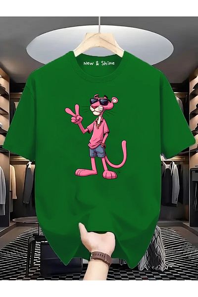 New Shine 1 tricou este un cadou pentru achiziții de 6 și mai sus în coș - tricou oversize cu imprimeu Pink Panther